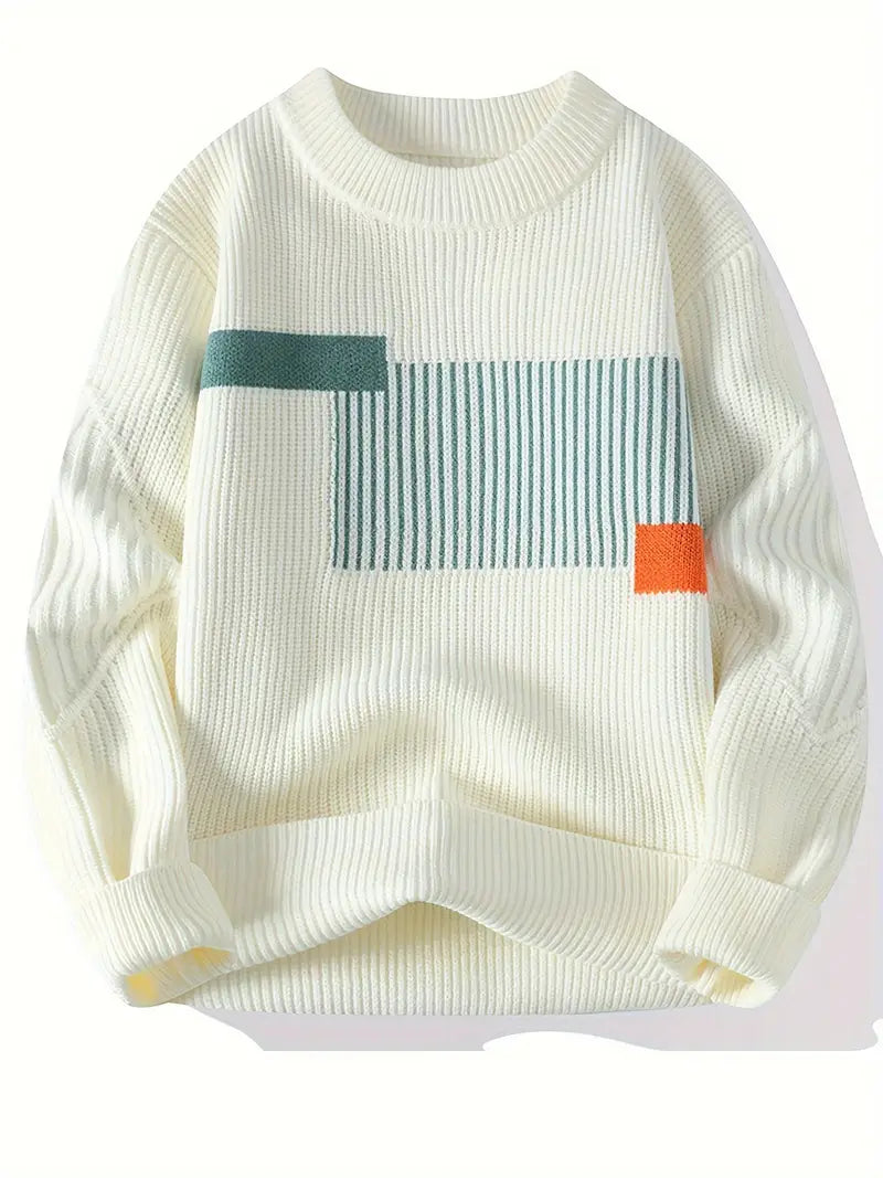 Arlen - Elegant Long Sleeve Sweater With Geometric Pattern
