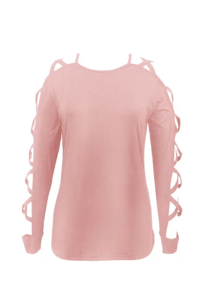 Yoonju - Cutout Long Sleeve Shirt With Crisscross Sleeves