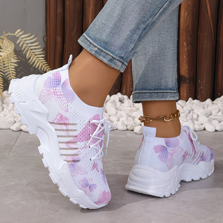 Destinee - Butterfly Print Lace-Up Sneaker