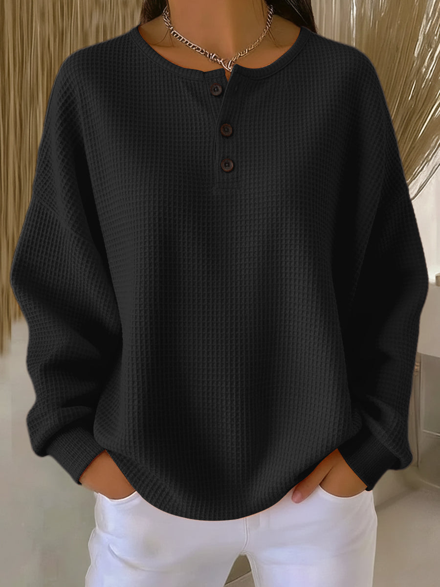 Zafiria - Casual Henley Top With Button