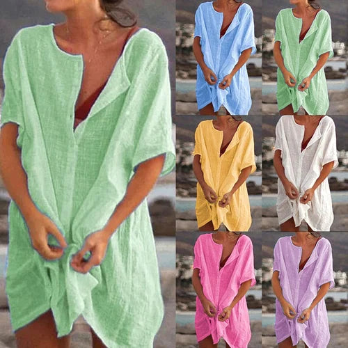 Anjini - Loose Beach Dress With Short Sleeve