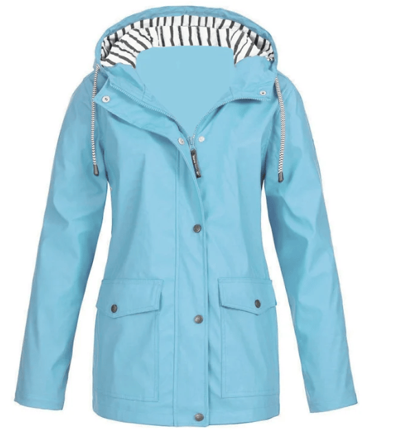 Ilektra - Elegant Long Sleeve Waterproof Hooded Jacket