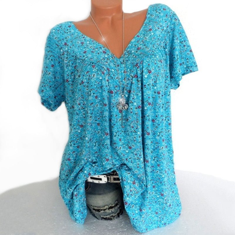 Sarita - Floral Print Short Sleeve Blouse