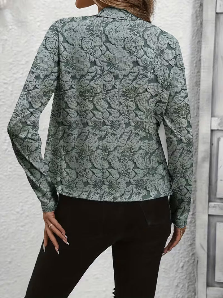 Zaneyora - Floral Print Long Sleeve Blazer