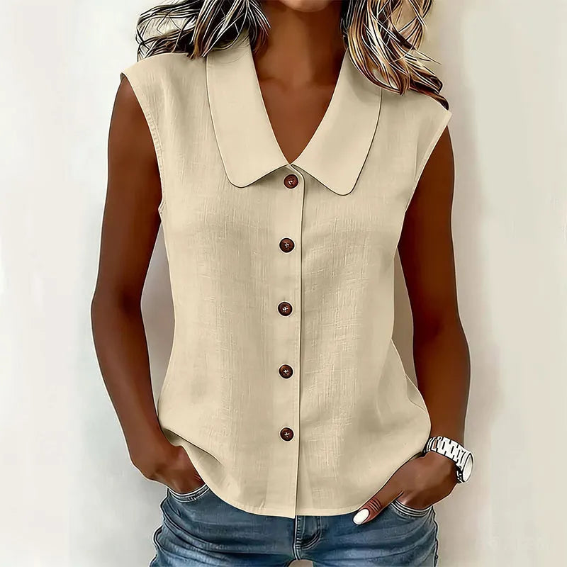 Chisato - V-neck Button Down Shirt