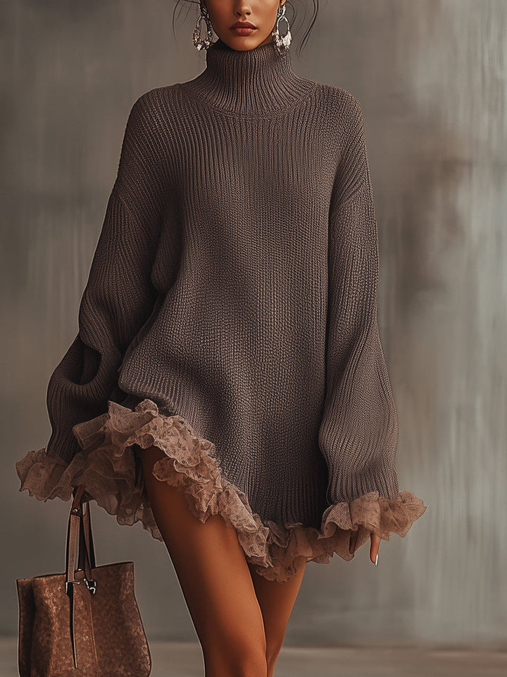 Jaylene  - Turtleneck Knitted Sweater Dress