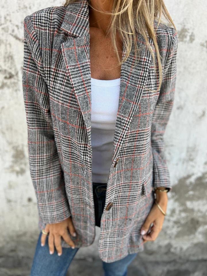 Basia – Stylish Checked Winter Blazer