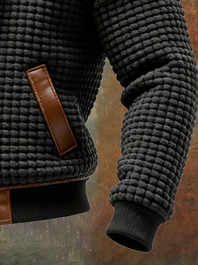 Giovanni - Checkered Leather Jacket With Hood