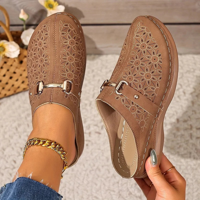 Hailen - Casual Floral Slip-On Loafer Mules