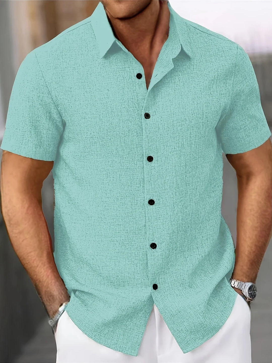 Dwight - Lightweight Linen Blend Short Sleeve Shirt