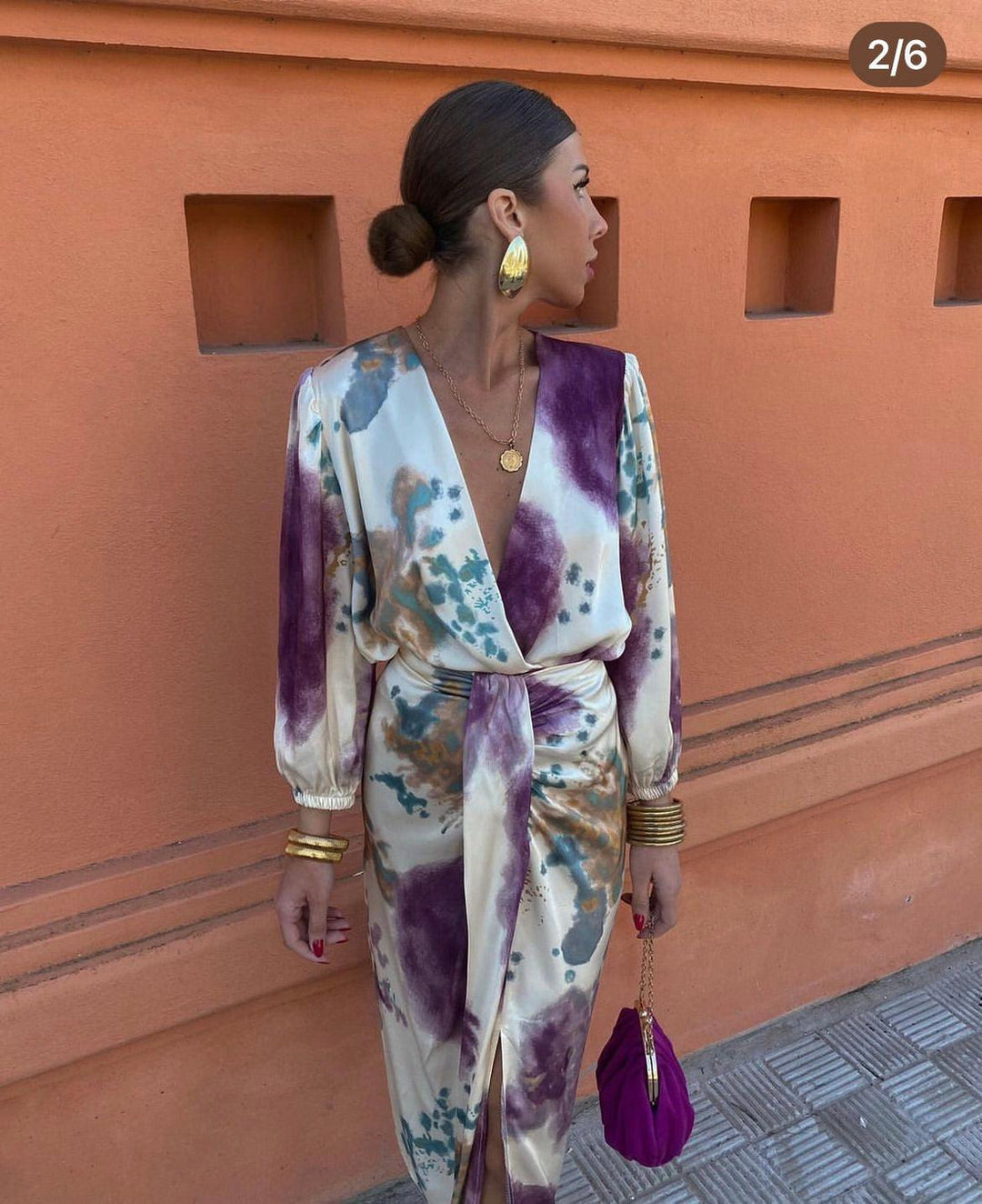 Goizane - Elegant V-neck Floral Dress
