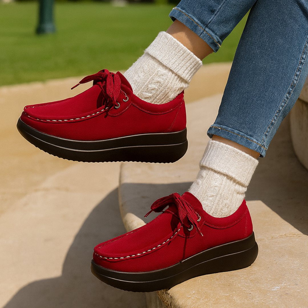 Tonja – Lace Up Suede Shoes With Non Slip Sole