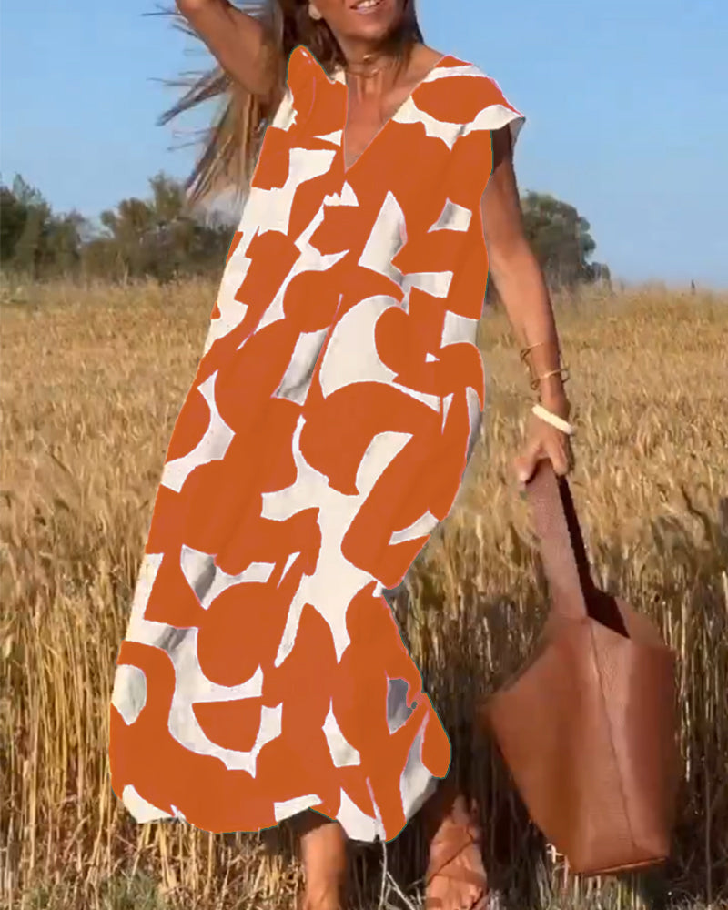 Sarinya - Printed Dress With V-Neck