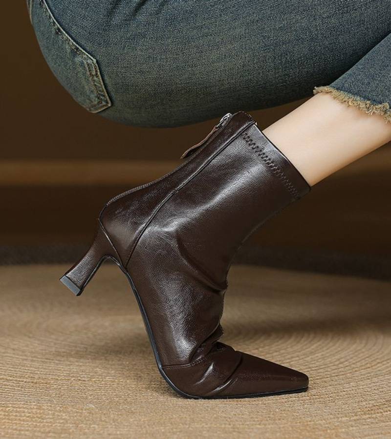 Lielah - Leather Ankle Boot With Zipper