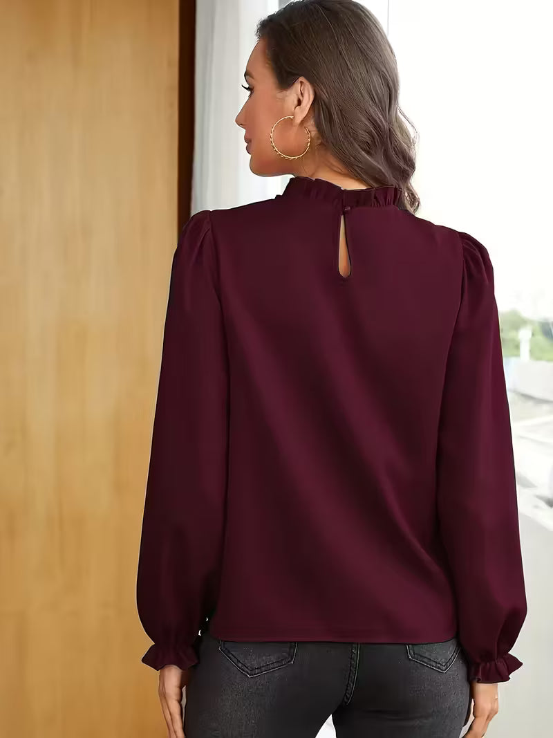 Aurelija - Blouse With Ruffle Collar And Puff Sleeves