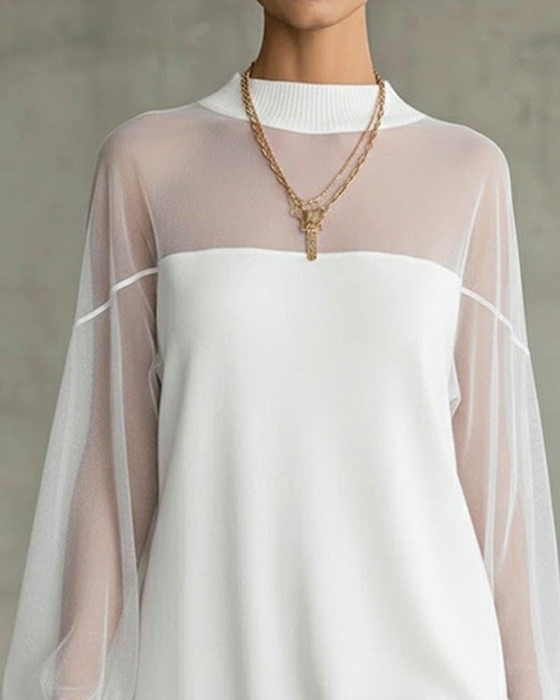 Yenaya - Lantern Sleeve Knit Mini Dress