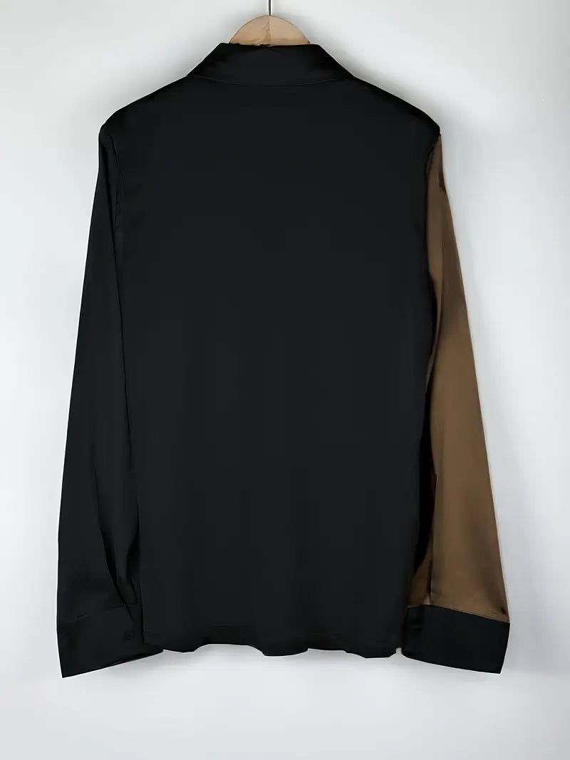 Zillah - Elegant Commuter Contrast Satin Shirt