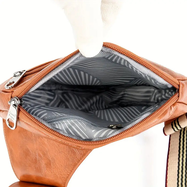 Carmela -Leather Crossbody Sling Bag with Adjustable Strap and Buckle