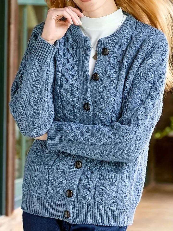 Avery - Cable Knit Button-Up Cardigan
