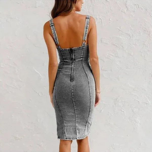 Anetee - Stretch Denim Skirt With Adjustable Waist