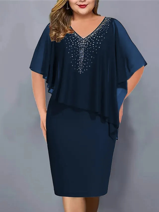 Kalista - Rhinestone-Embellished Chiffon V-Neck Dress