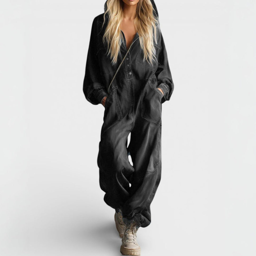 Estielle - Denim Jumpsuit With Hooded