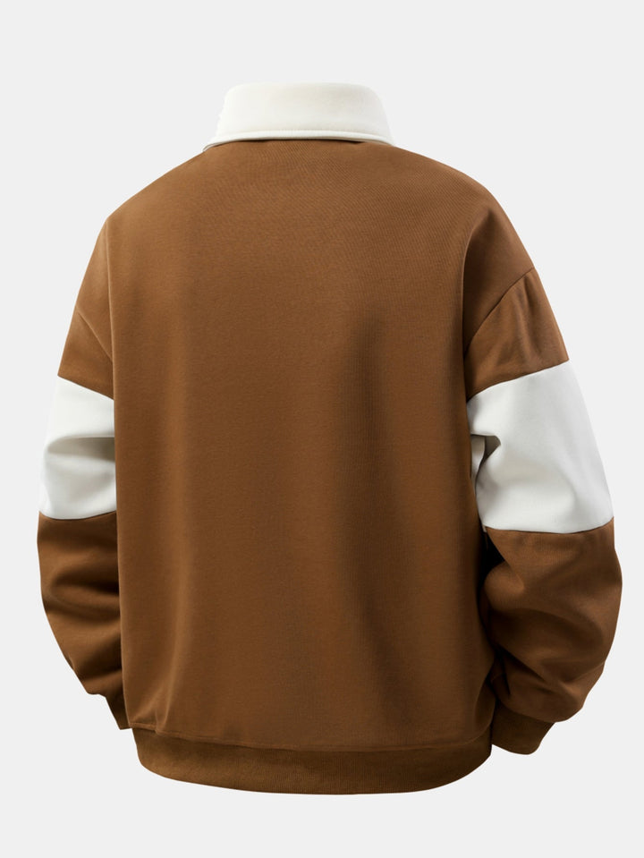 Jefro - Colorblock Sweatshirt And Corduroy Pants