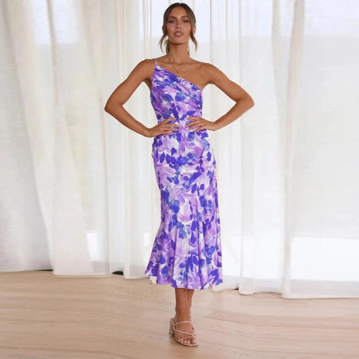 Cynthia - Floral Satin Dress