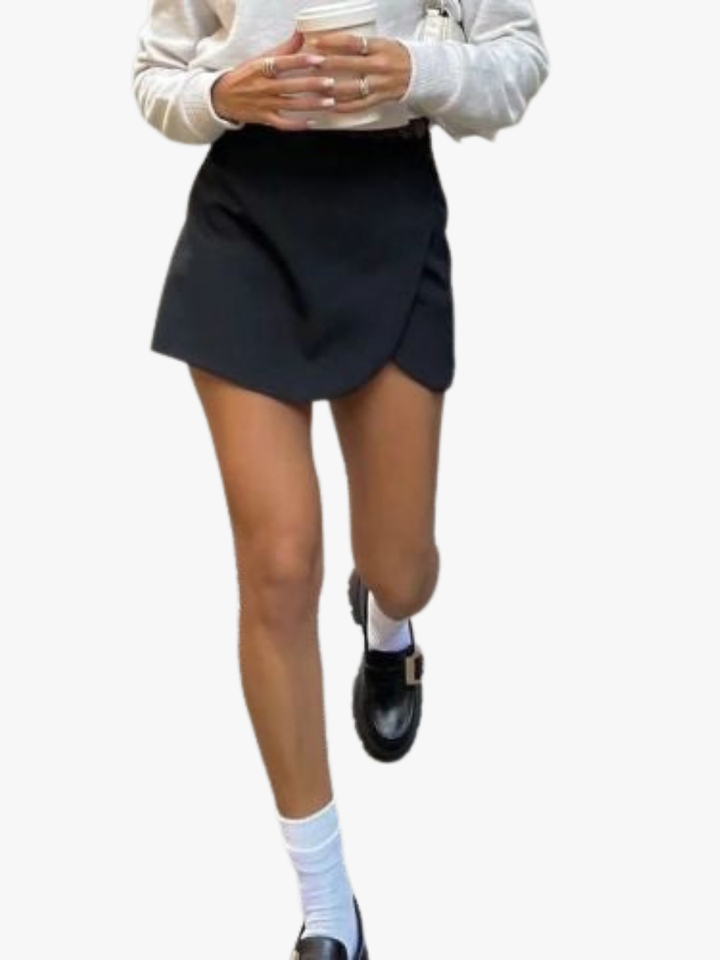 Shavina - High Waist Wrap Mini Skort