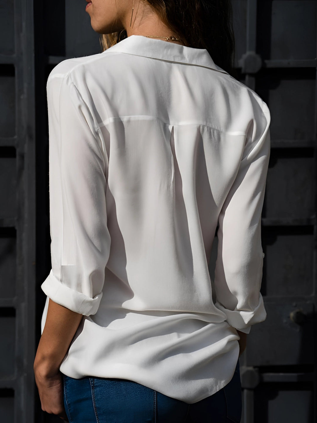 Sizina - Flowy Satin V-Neck Shirt