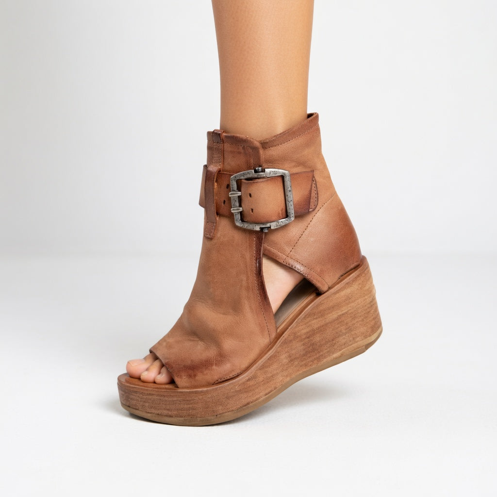 Runske - Wedge Sandals With Ankle Strap Buckle