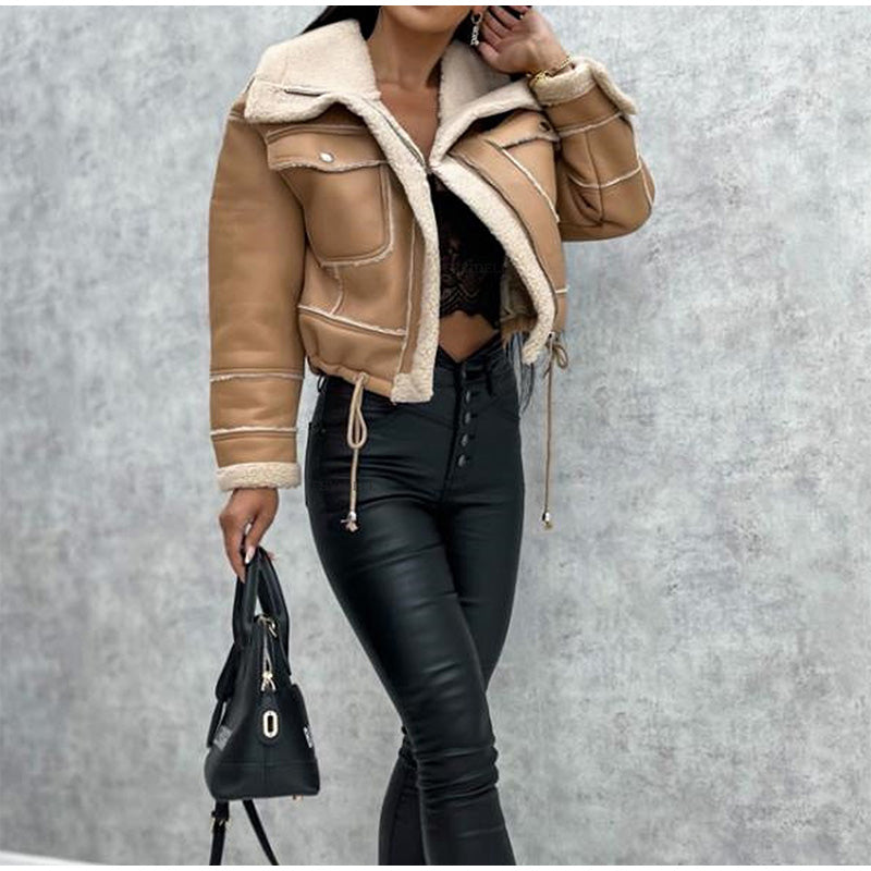 Saskanuza - Faux Shearling Lined Zip-Up Jacket