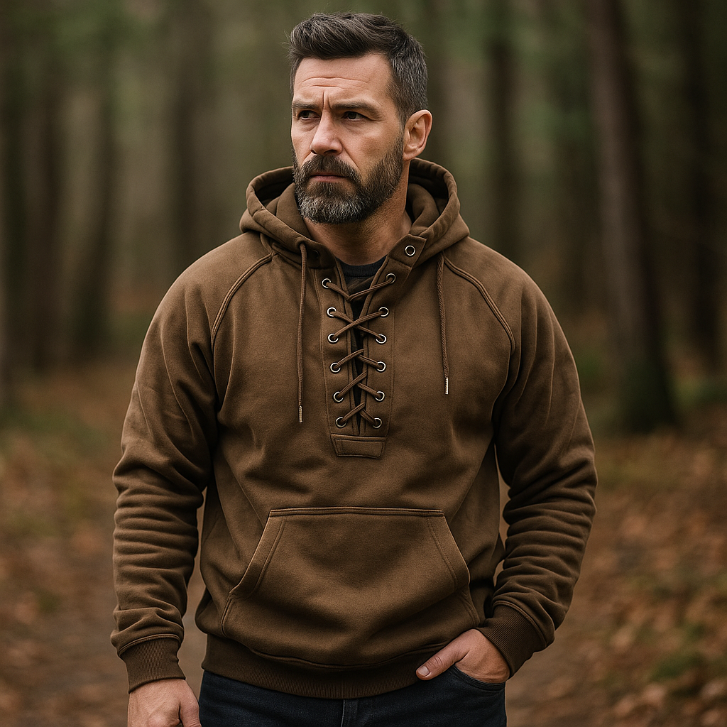 Ronan - Casual Lace Up Long Sleeve Hoodie