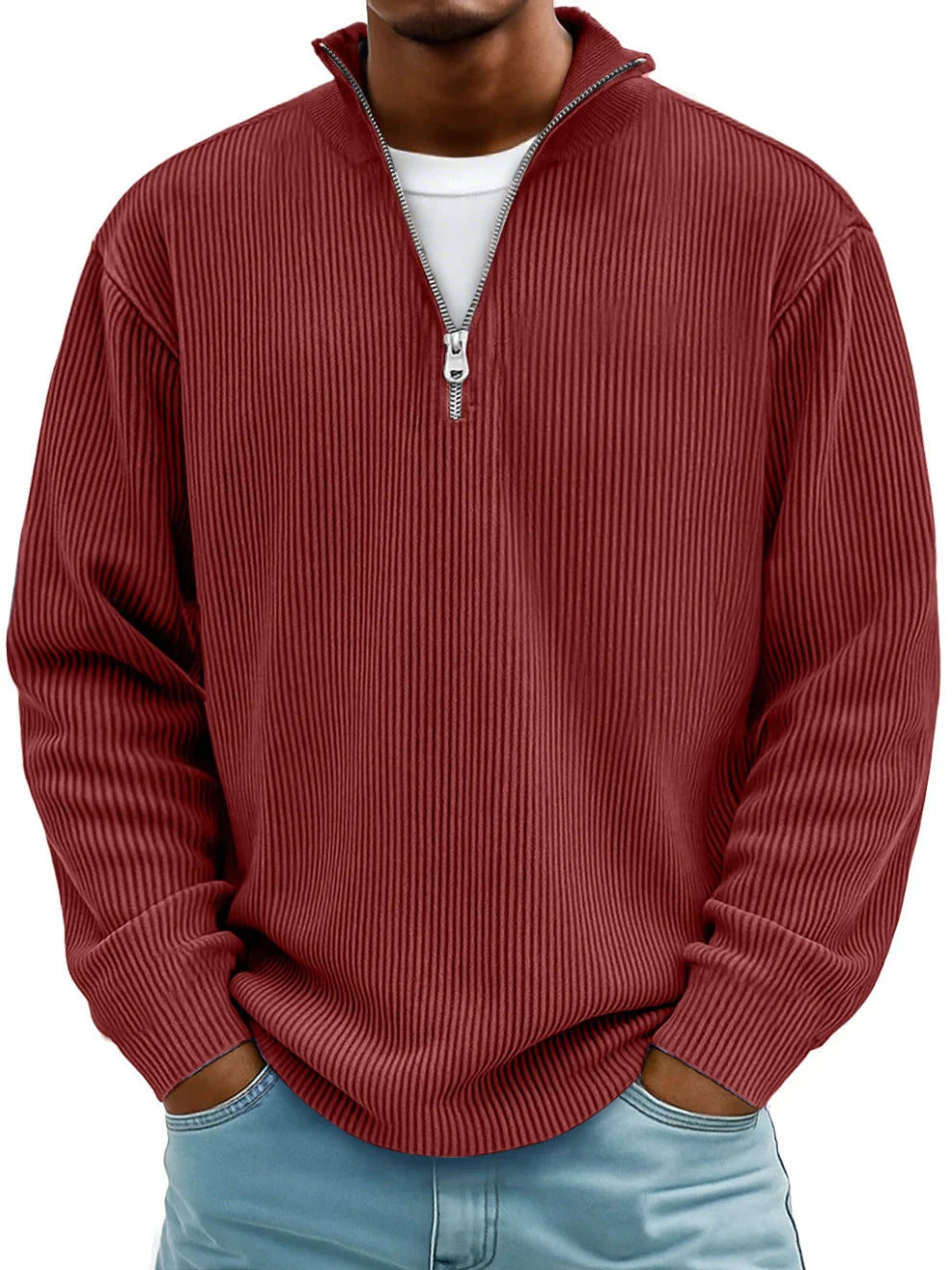 Raphael - Ribbed Long-Sleeve Quarter-Zip Pullover Sweater