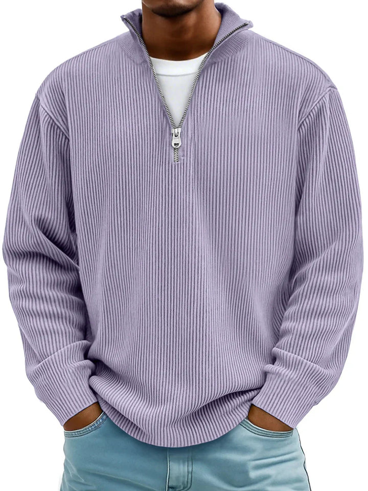 Raphael - Ribbed Long-Sleeve Quarter-Zip Pullover Sweater