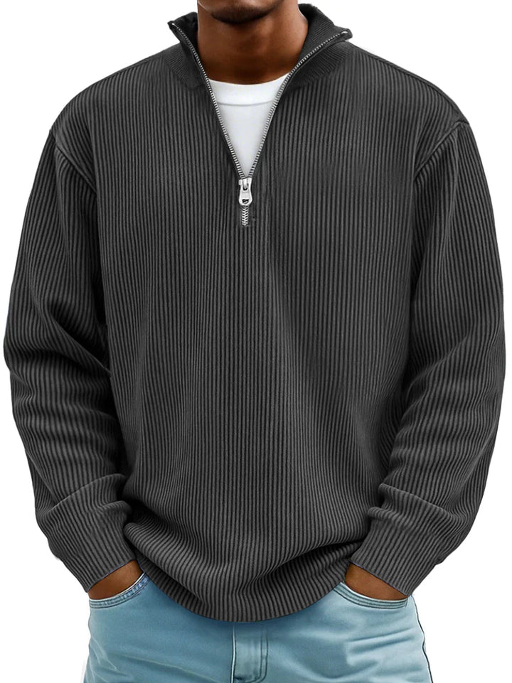 Raphael - Ribbed Long-Sleeve Quarter-Zip Pullover Sweater