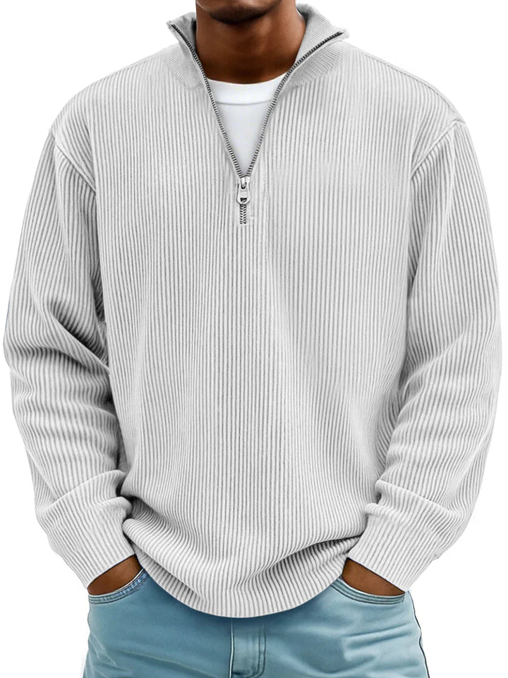Raphael - Ribbed Long-Sleeve Quarter-Zip Pullover Sweater