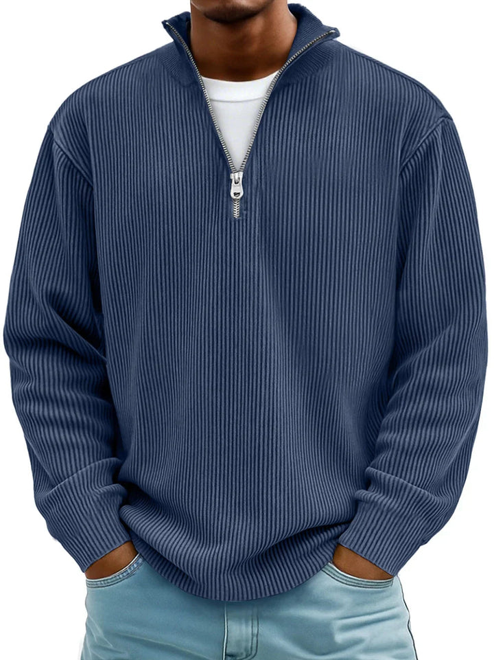 Raphael - Ribbed Long-Sleeve Quarter-Zip Pullover Sweater