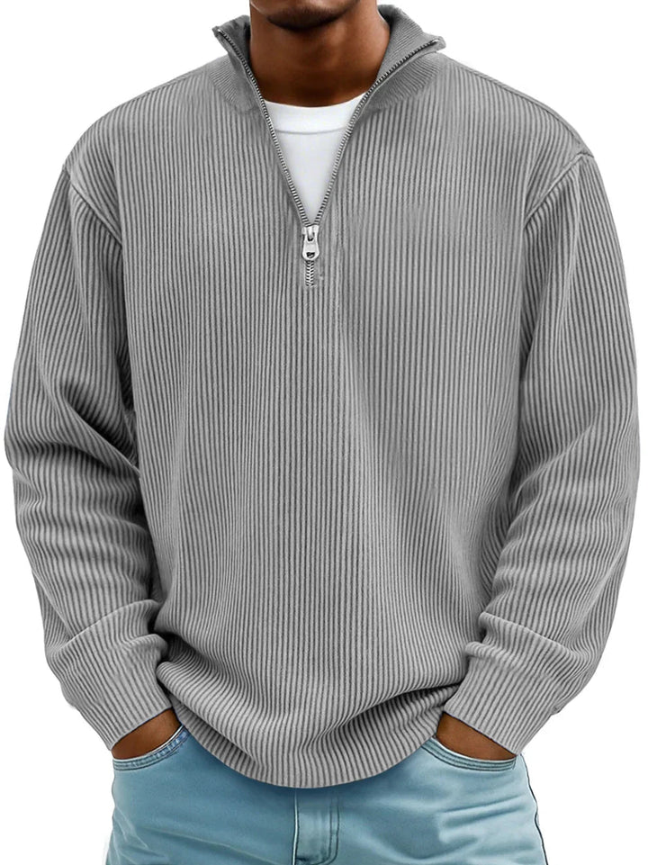 Raphael - Ribbed Long-Sleeve Quarter-Zip Pullover Sweater