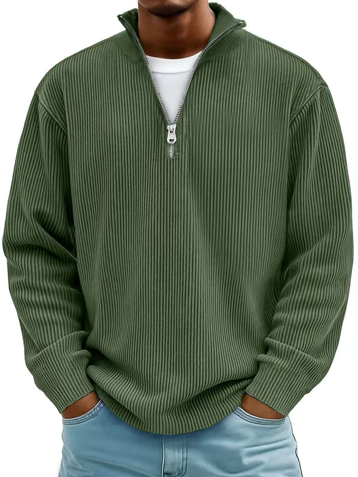 Raphael - Ribbed Long-Sleeve Quarter-Zip Pullover Sweater
