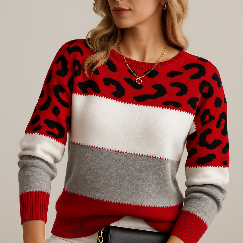 Ximeosiya - Elegant Leopard Print Sweater