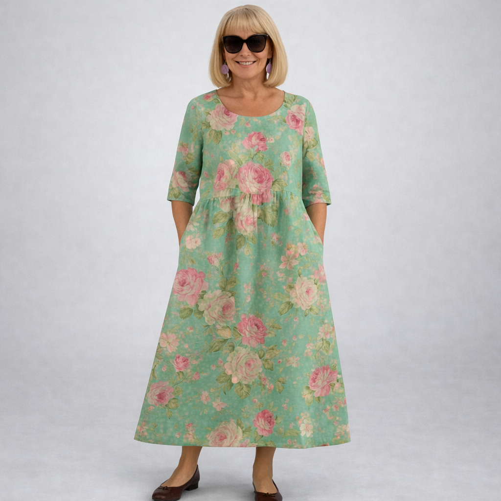Zunia - Floral Midi Dress With Pockets