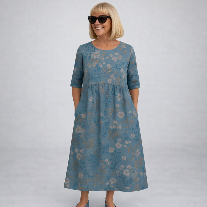 Zunia - Floral Midi Dress With Pockets