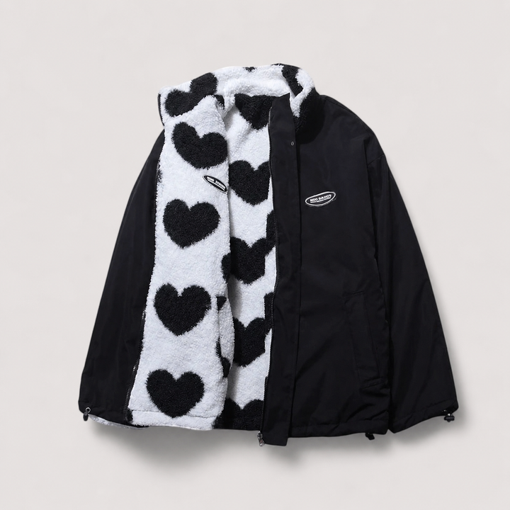 Noveora - Reversible Heart Print Jacket