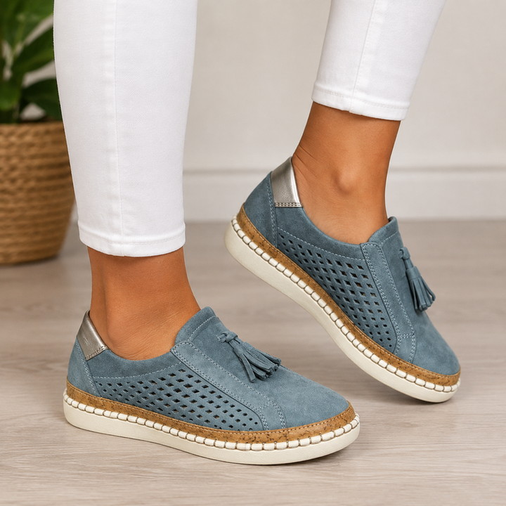 Lilietta - Perforated Tassel Slip-On Platform Loafers