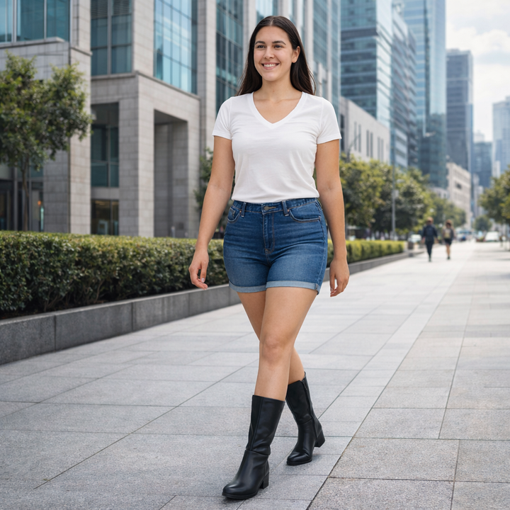 Hodaya - Elegant Mid-Calf Boot With Side Zipper