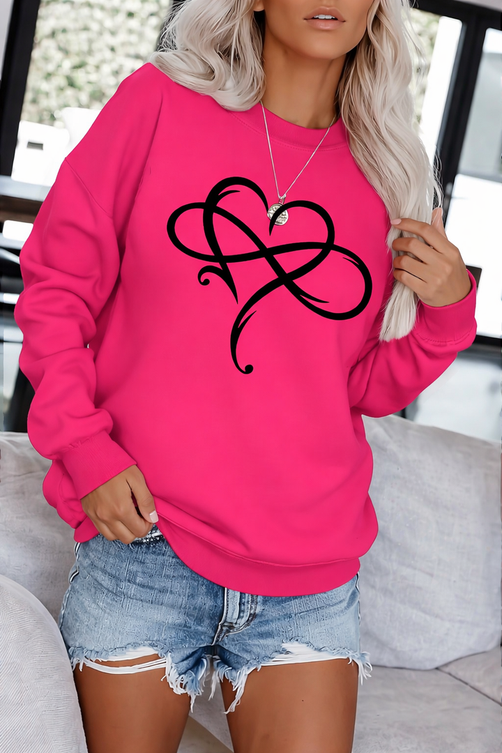 Ahuva - Stylish Long-Sleeve Fleece Sweatshirt With Heart Design