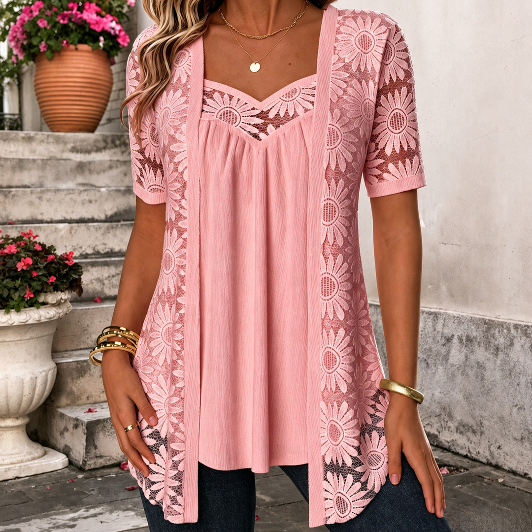 Yahaira - Elegant Short Sleeve Blouse