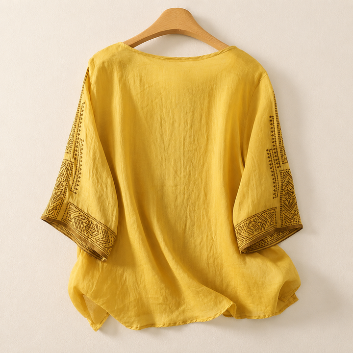 Alivette - Embroidered Linen Blouse