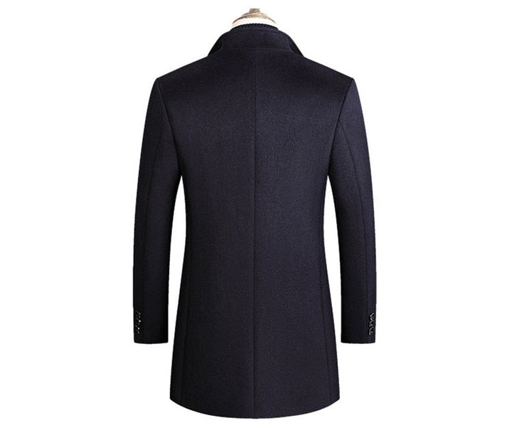 Morkvarg - Elegant Long Winter Coat With Button